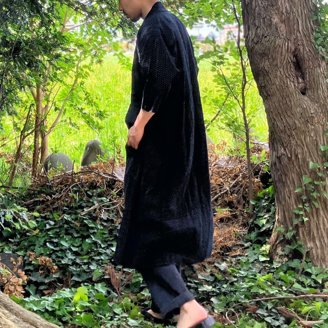 藍染書生絣風着物 古布リメイク素材 大正昭和ジャパンヴィンテージ リメイク素材 Indigo Dyed Shosei-Style Kasuri Kimono Japanese Vintage Fabric for Remake