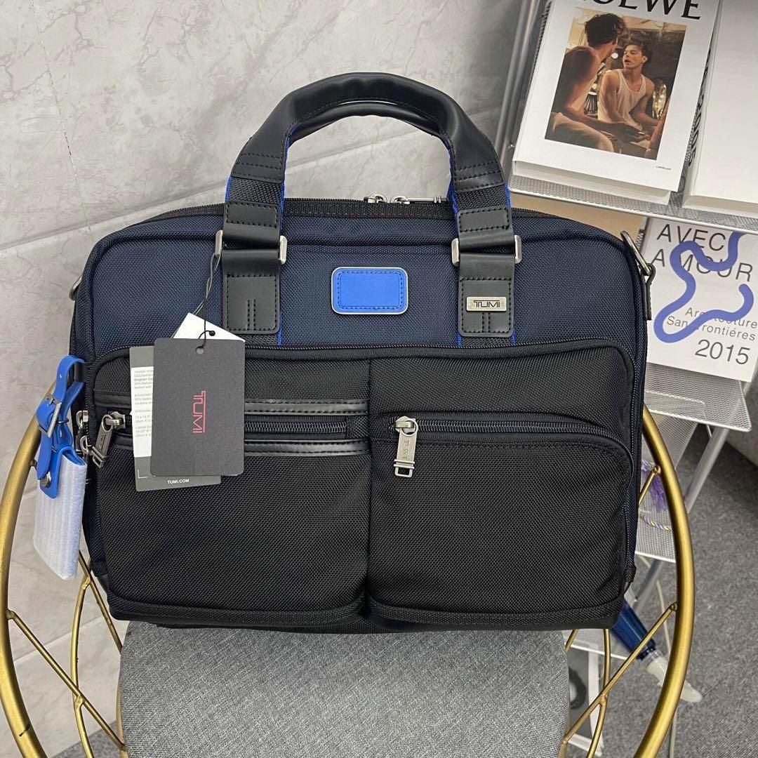 新品 TUMI メンズ ビジネス ブリーフケース ネイビーブルー 2223640