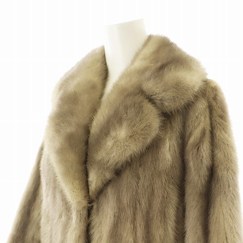 ノーブランド 毛皮コート ファーコート ミドル丈 サファイアミンク  