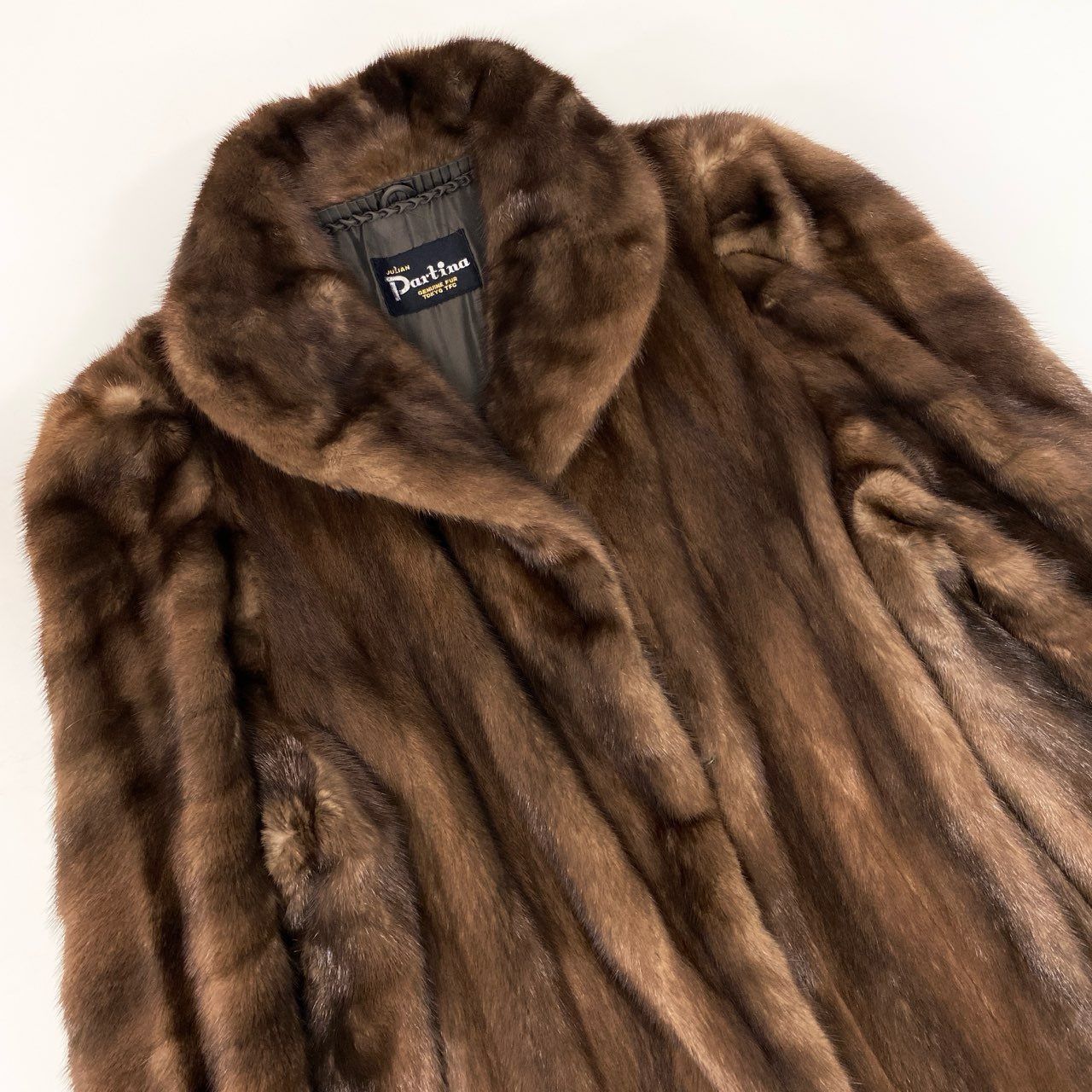 11j6 Partina パルティナ デミバフミンク ファーコート セミロング 11 M相当 ブラウン 本毛皮 MINK FUR 最 毛皮t18r GULLKHAN_COM