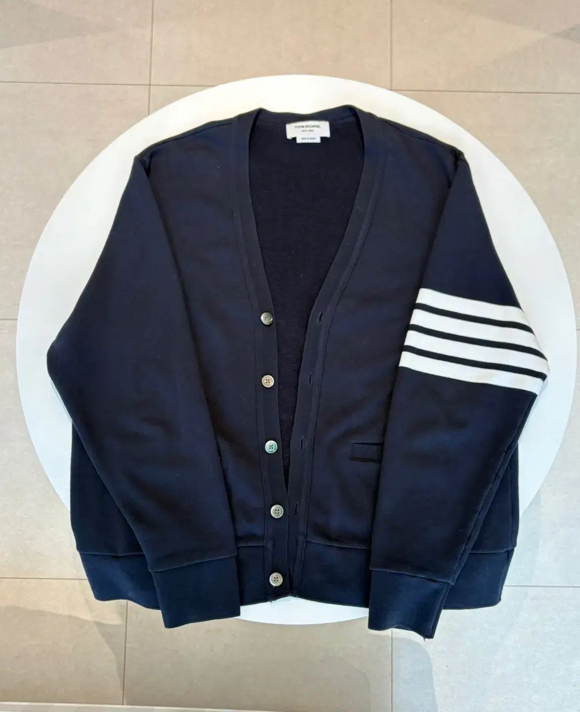 Thom Browne トム ブラウン 斜線 袖ストライプ コットン カーディガン