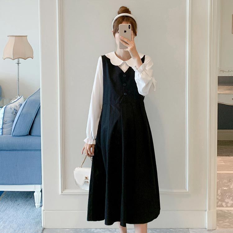 マタニティ ジャンパースカート ワンピース 妊婦服 前開き 産前