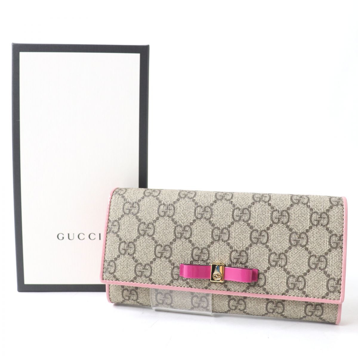 未使用品△GUCCI グッチ 388679 GGスプリーム リボン付き フラップ 2 