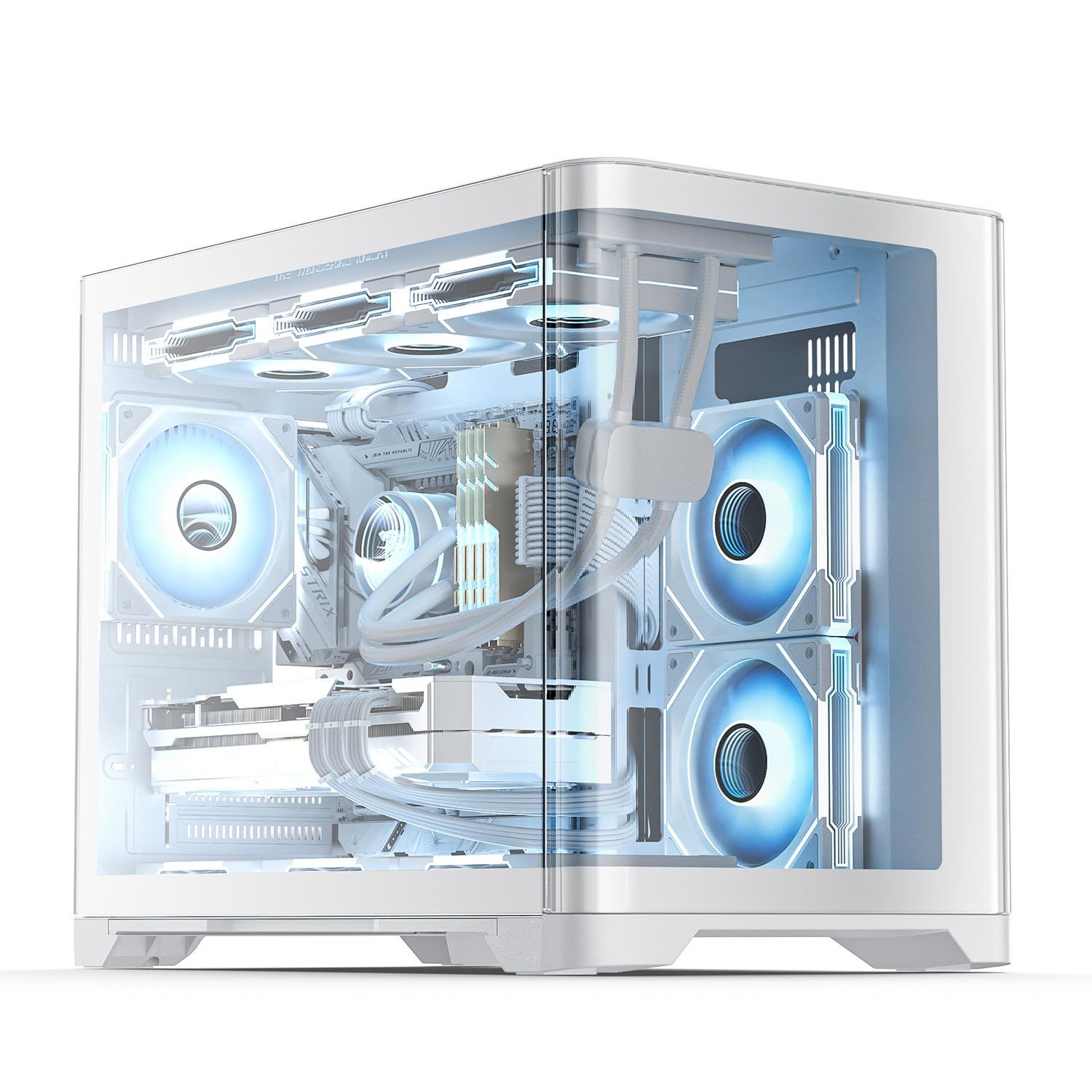 AsiaHorse Micro ATX PCケース ミドルタワー デュアルチャンバー 180° フルビュー 強化ガラス ゲーミング PC ケース USB 3.0 ポート 360mm ラジエーター サポート RTX 40 対応 高エアフロー フルタワー Micr