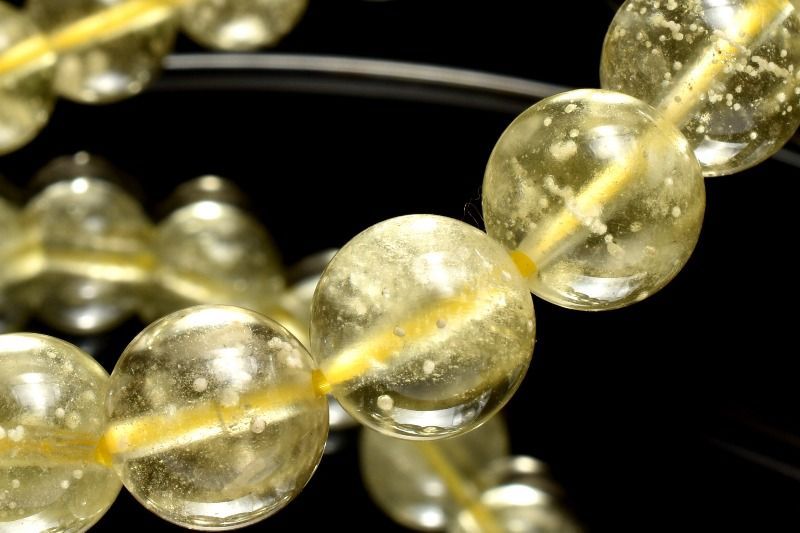 １点物 AAA クリストバライト内包 リビアングラス 9.5mm ブレスレット パワーストーン 天然石 _MB270