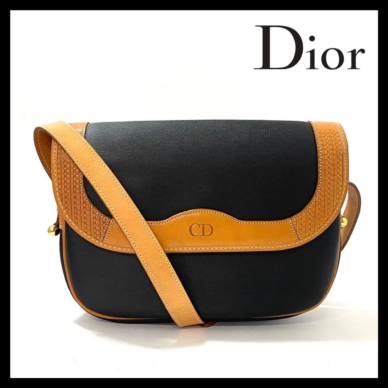 SJ【Dior】CDロゴ ショルダーバッグ ブラック/黒 ベージュ