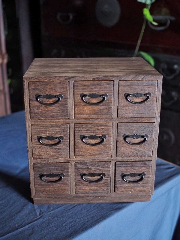 総桐造り昭和レトロ9杯小引き出し 昭和後期 古録展 送料無料 中古