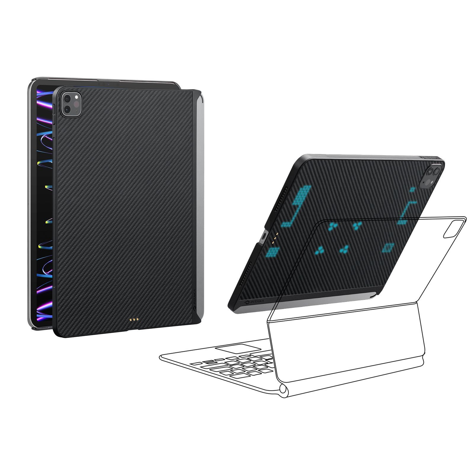 PITAKA MagEZ Case 2 11インチ iPad Pro 2025|2021用ケース ブラックグレーツイル 1500D KPD2201P