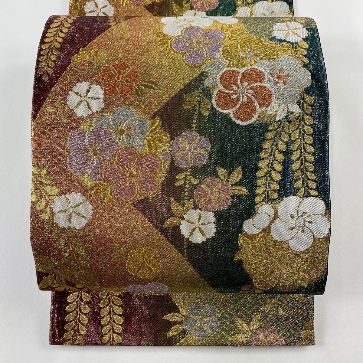 美品】梅の花 金糸 袋帯