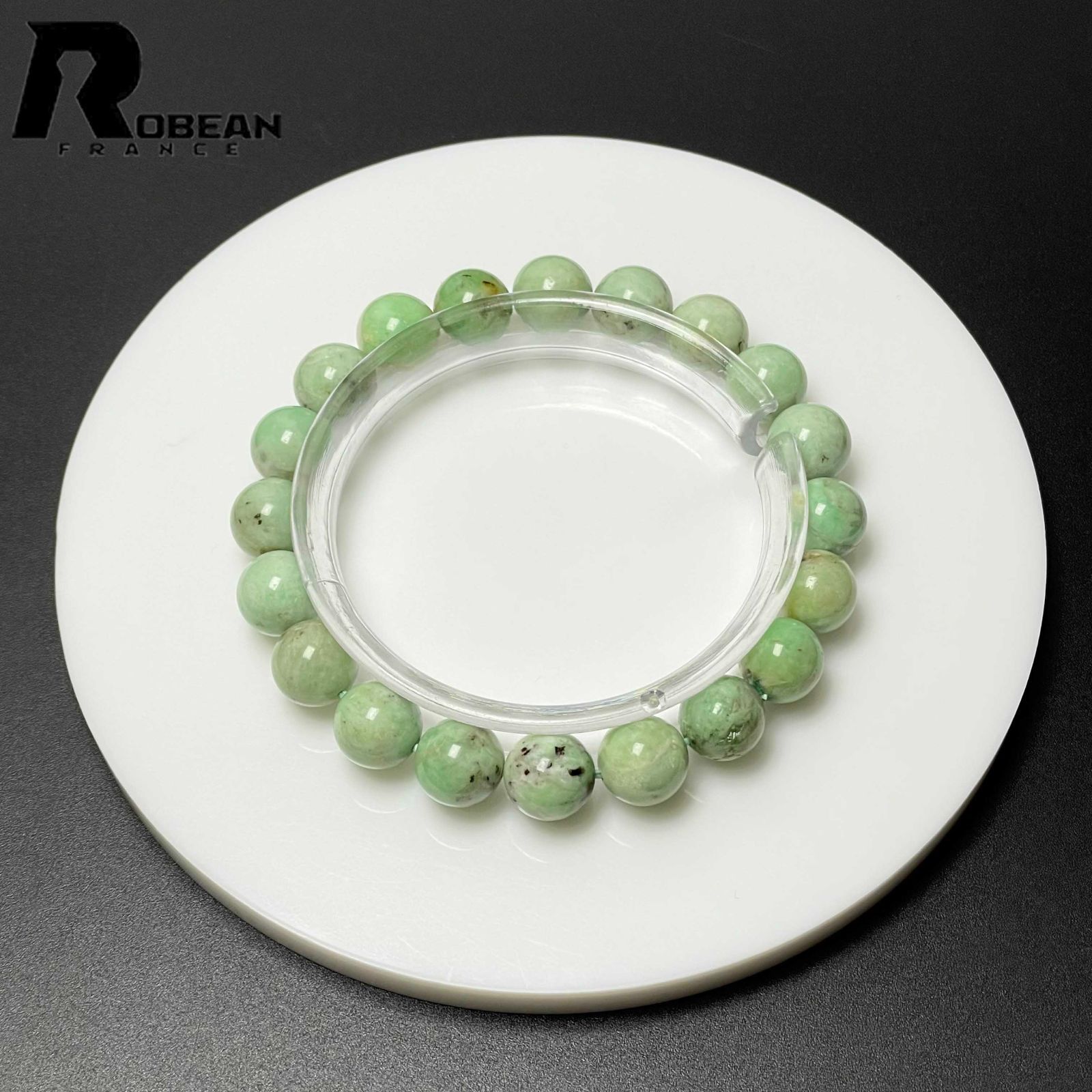 EU製 定価12万円 ROBEAN エメラルド パワーストーン ブレスレット 天然石 原石 お守り プレゼント ギフト 9.8-10.2mm M0519269