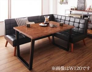 ダイニングセット（テーブルu0026ソファ） 古木風 ヴィンテージ カフェスタイル リビングダイニング 3人 3点セット(テーブル+2Pソファ1脚+アームソファ1脚) 右アーム W150