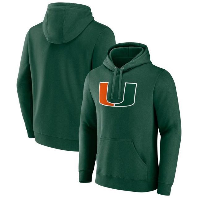 【送料無料】 ファナティクス メンズ Tシャツ トップス Men's Fanatics Green Miami Hurricanes Fleece Pullover Hoodie Mia Green