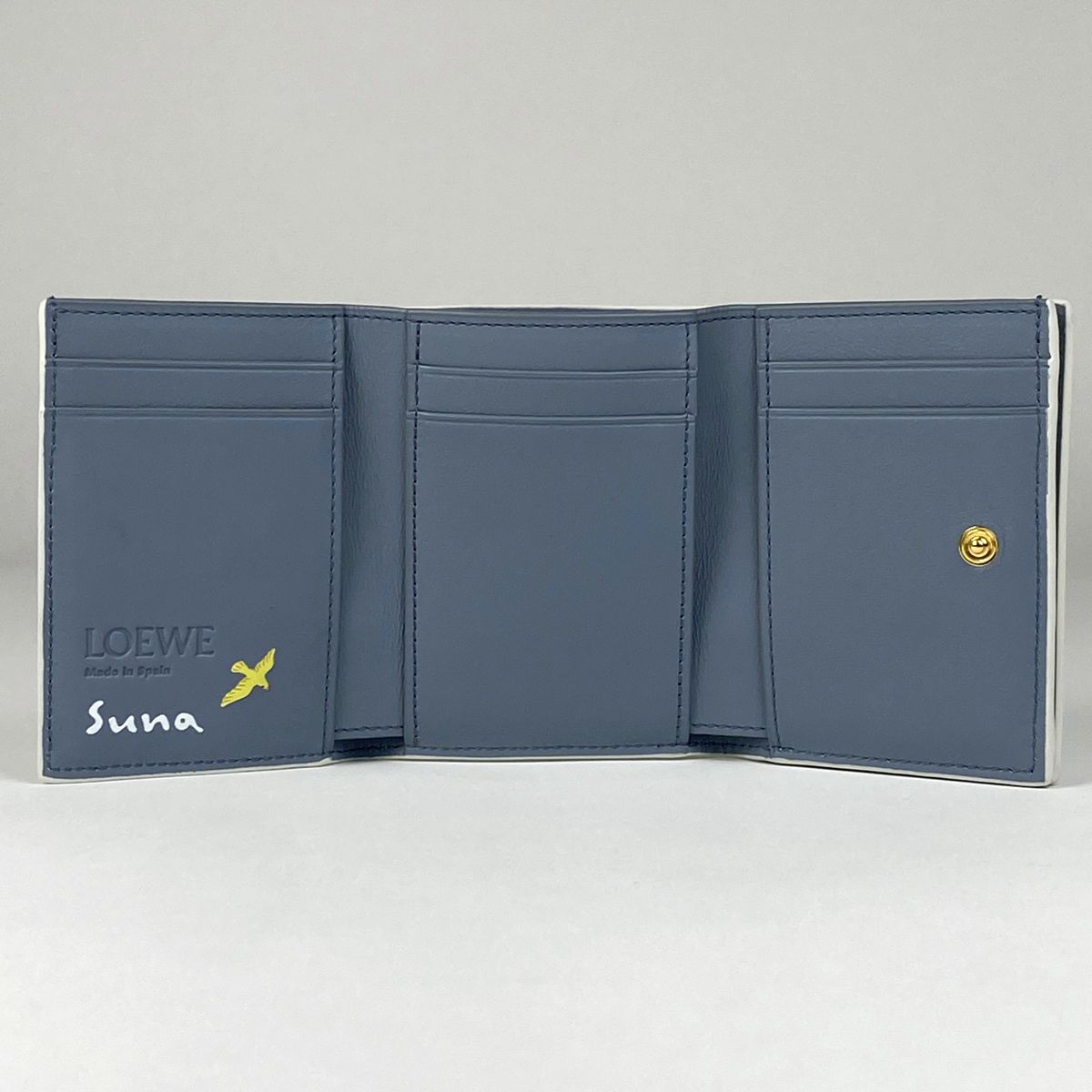 ✨LOEWE トライフォールド ウォレット アナグラム 三つ折り 財布 ネイビー LOEWE 中古 ロエベ 三折財布 メンズ ブランド アナグラム トライ