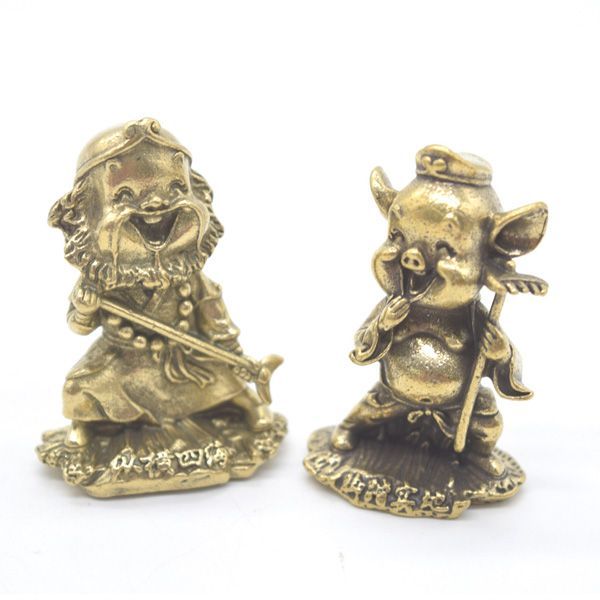 西遊記の置物 四点セット 金属製 5cm 孫悟空 三蔵法師 猪八戒 沙悟浄 般若