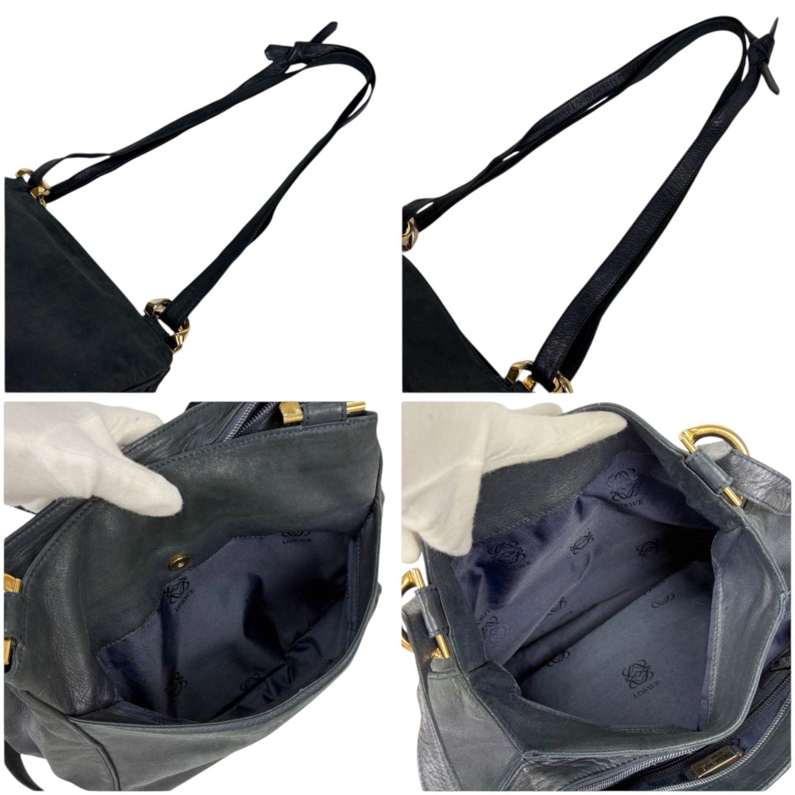 LOEWE ロエベ ショルダーバッグ ナッパレザー アナグラム ブラック ロゴ 美品 ロエベ LOEWE ショルダーバッグ ナッパ レザー アナグラム