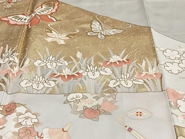 平和屋着物□訪問着 駒刺繍 吉祥花蝶文 金彩 正絹 逸品 CAAS2554xi  