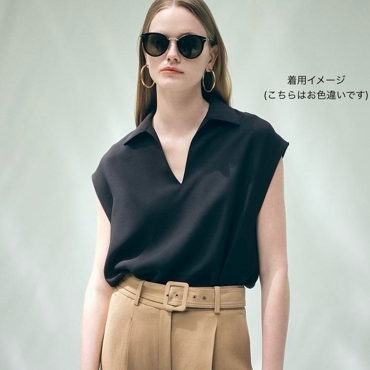 Theory luxe シャツカラーフレンチスリーブブラウス Marvine Jarine