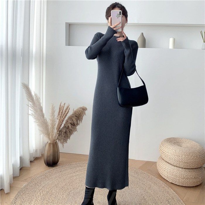 カシミヤ100％  ワンピース カシミア 秋 冬 長袖 ハーフハイネック マキシ丈 ニットワンピース スリム ストレッチ レディースニットワンピ 膝丈 ワンピース カジュアル 体型カバー 着痩せ 着回し ニット ワンピ 母の日 ミセス 実用的 暖か 誕生日 ギフト プレゼント 寒さ対策