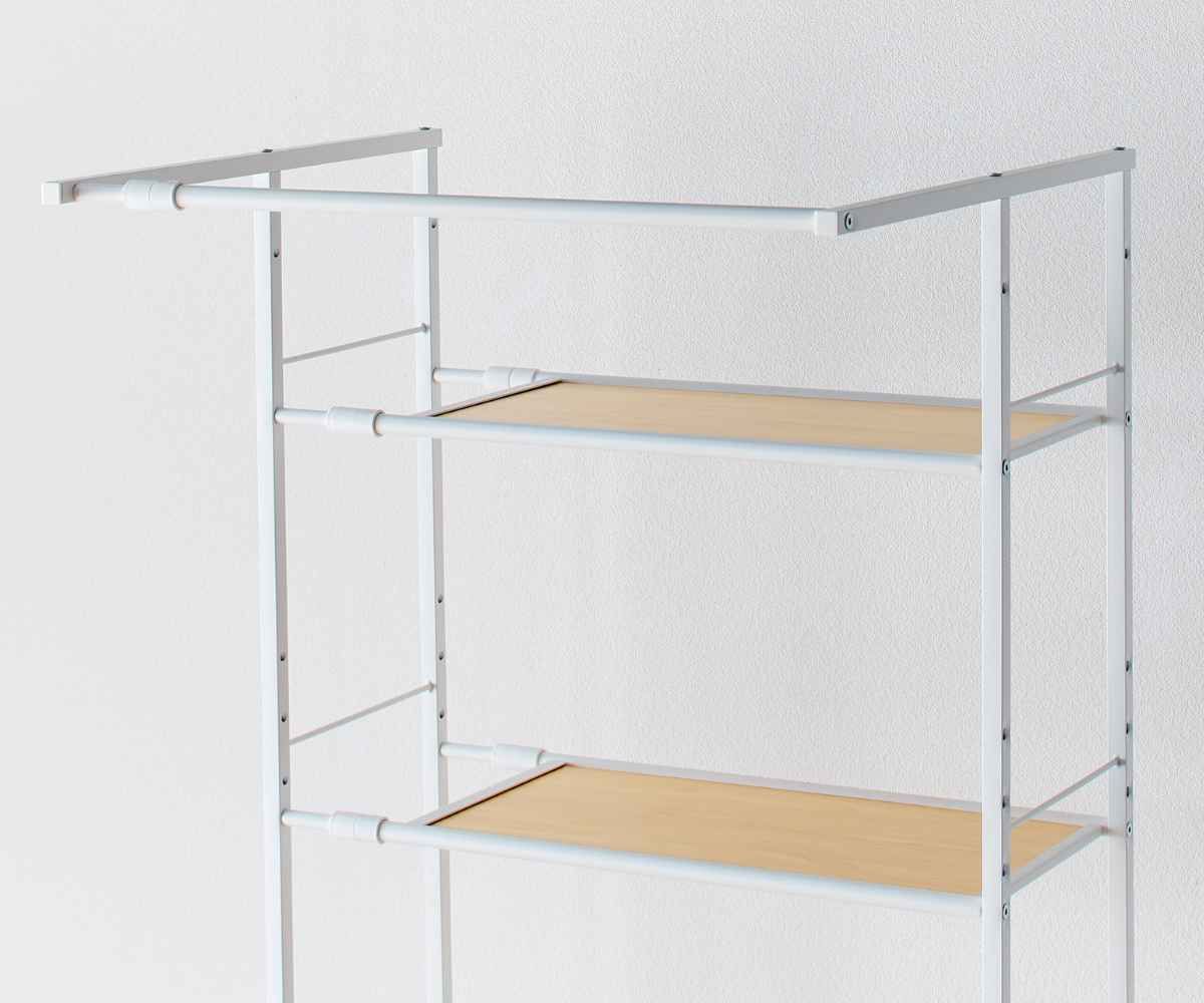 ランドリーラック つっぱり ハンガーバー付き マーブルホワイト 楽天