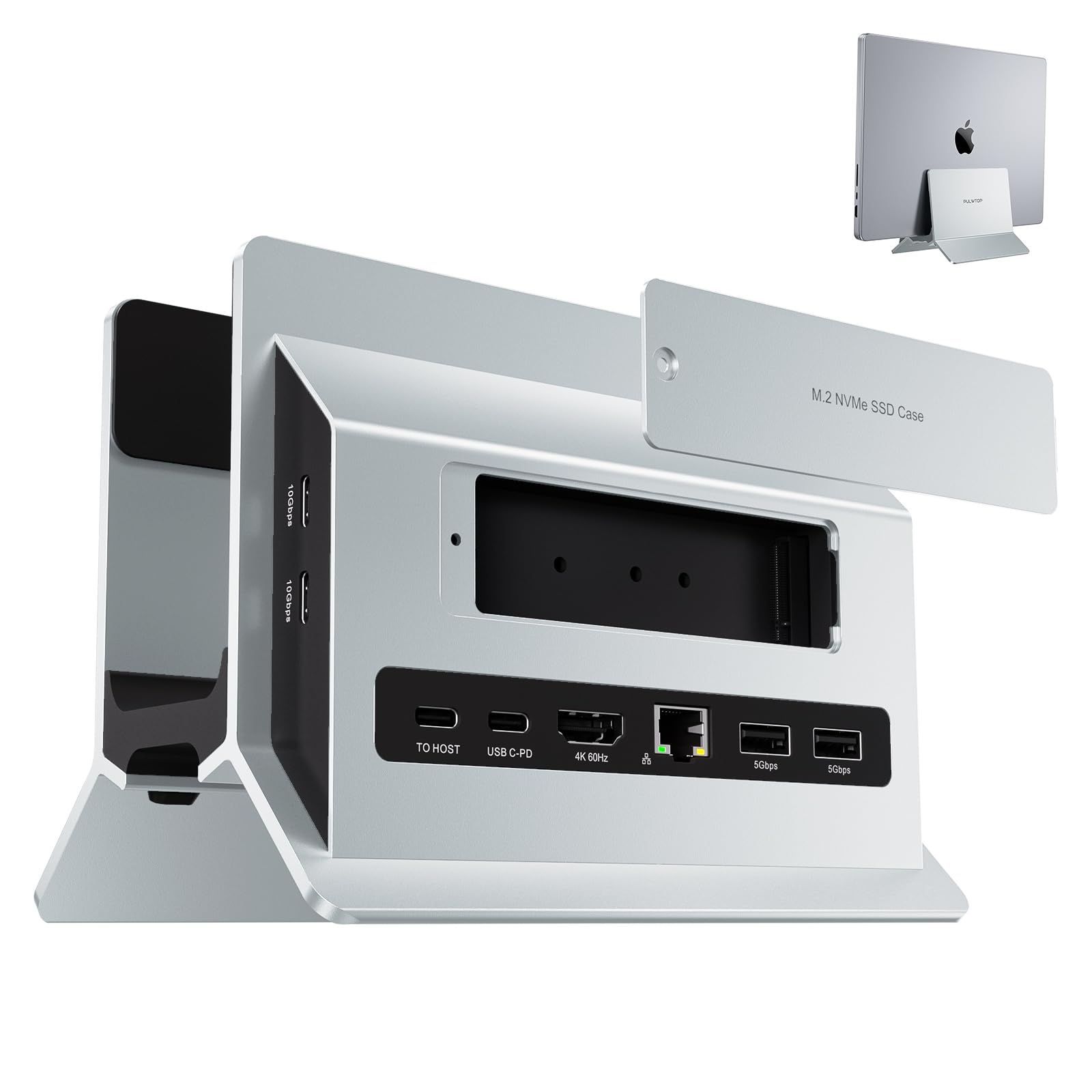 スタンドとドック Type-C 一体型 拡張ドッキング 縦置き 1*HDMI 4K 60Hz Pro|Air用 1*SSDスロット付 含まれない Macbook 2*USB-A ドッキングステーション 3.0 2*USB-C C 3.2