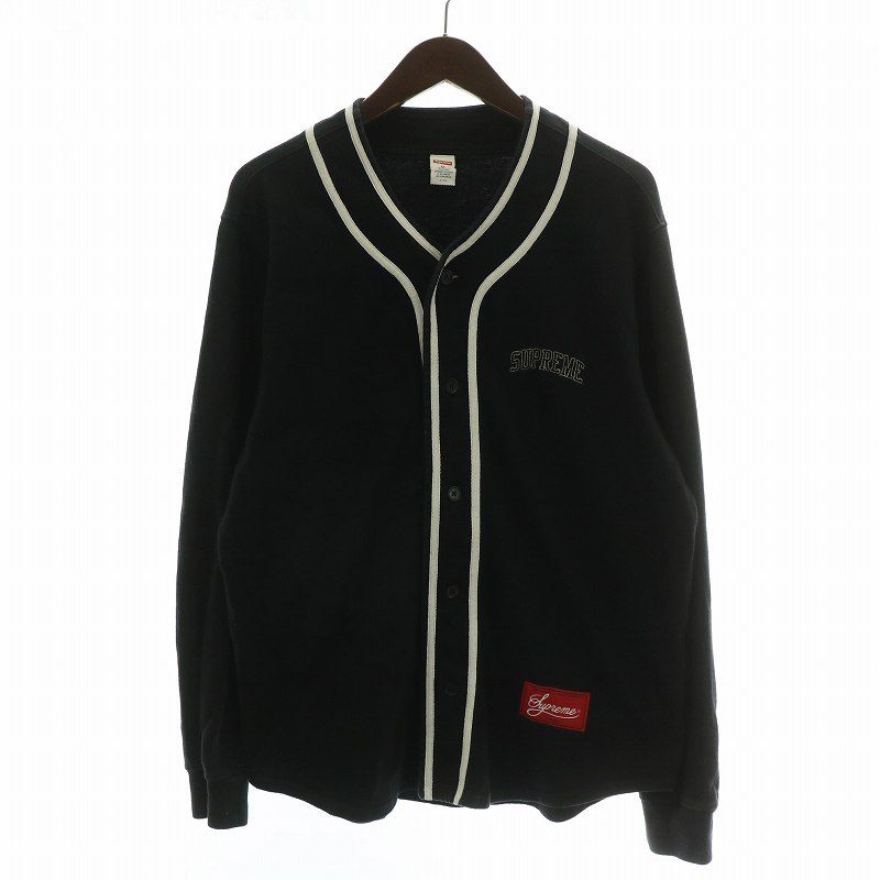 シュプリーム SUPREME 18AW Color Blocked Baseball Top ベースボールシャツ カットソー 長袖 アーチロゴ 刺繍 M 黒 ブラック |XZ GY1