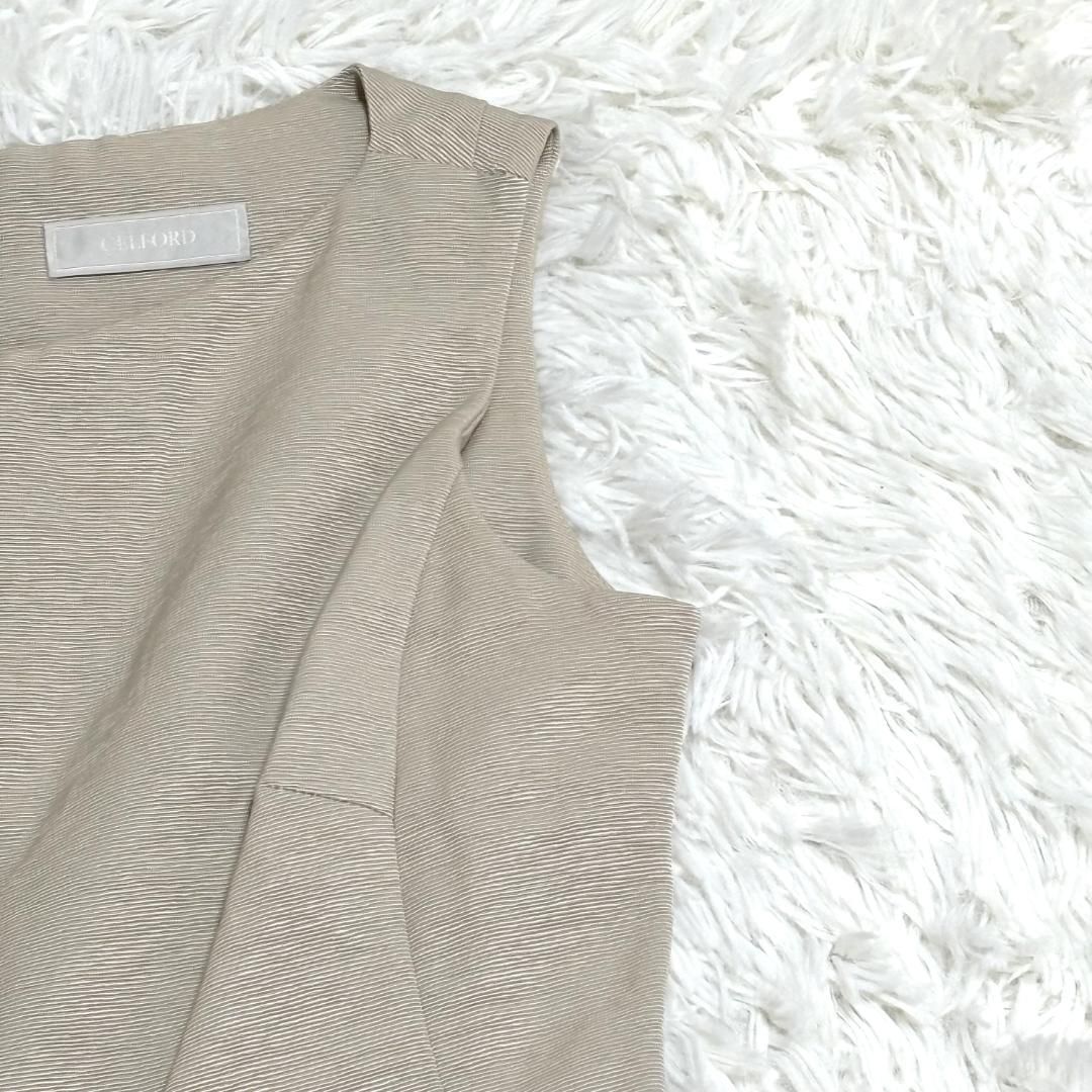 CELFORD 38 M ノースリーブ シャンパンベージュ パーティ ドレス MAAHADDERANG_COM