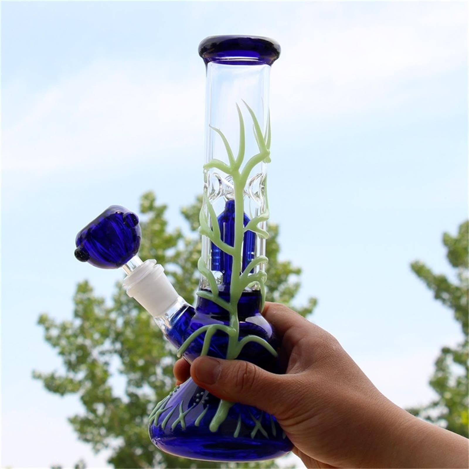 in dark Glow ボング/ブルー Bongs/Glass bong (水パイプ)18mmジョイントの煙管煙草 Water 9.4ガラスボング Hookahs Pipes(ランダムな色で送信) Glass Honey