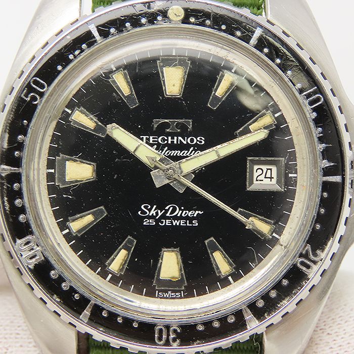 小物 テクノス スカイダイバー 自動巻 ステンレス 10744 ブラック 新品NATO