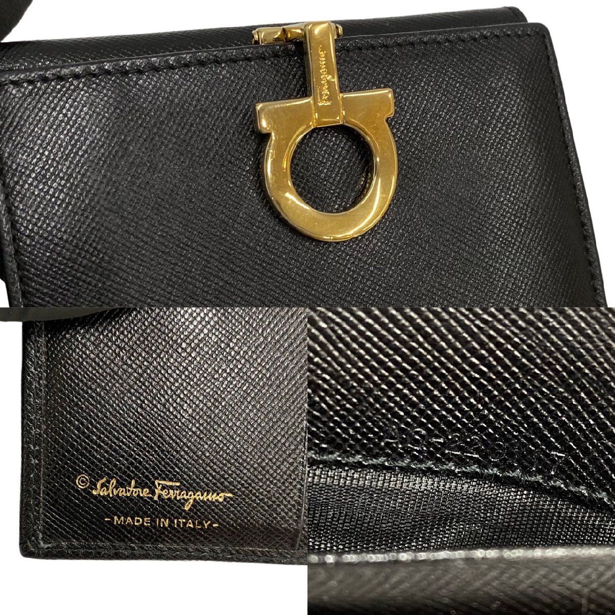 極 美品 Salvatore Ferragamo フェラガモ ガンチーニ 金具 レザー 本革