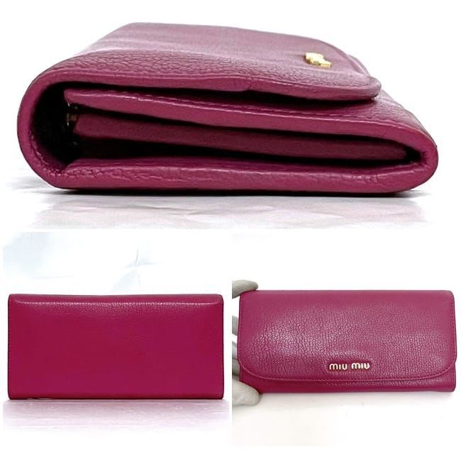 ミュウミュウ 二つ折り 長財布 ec-22779 ピンク 財布 美品 レザー