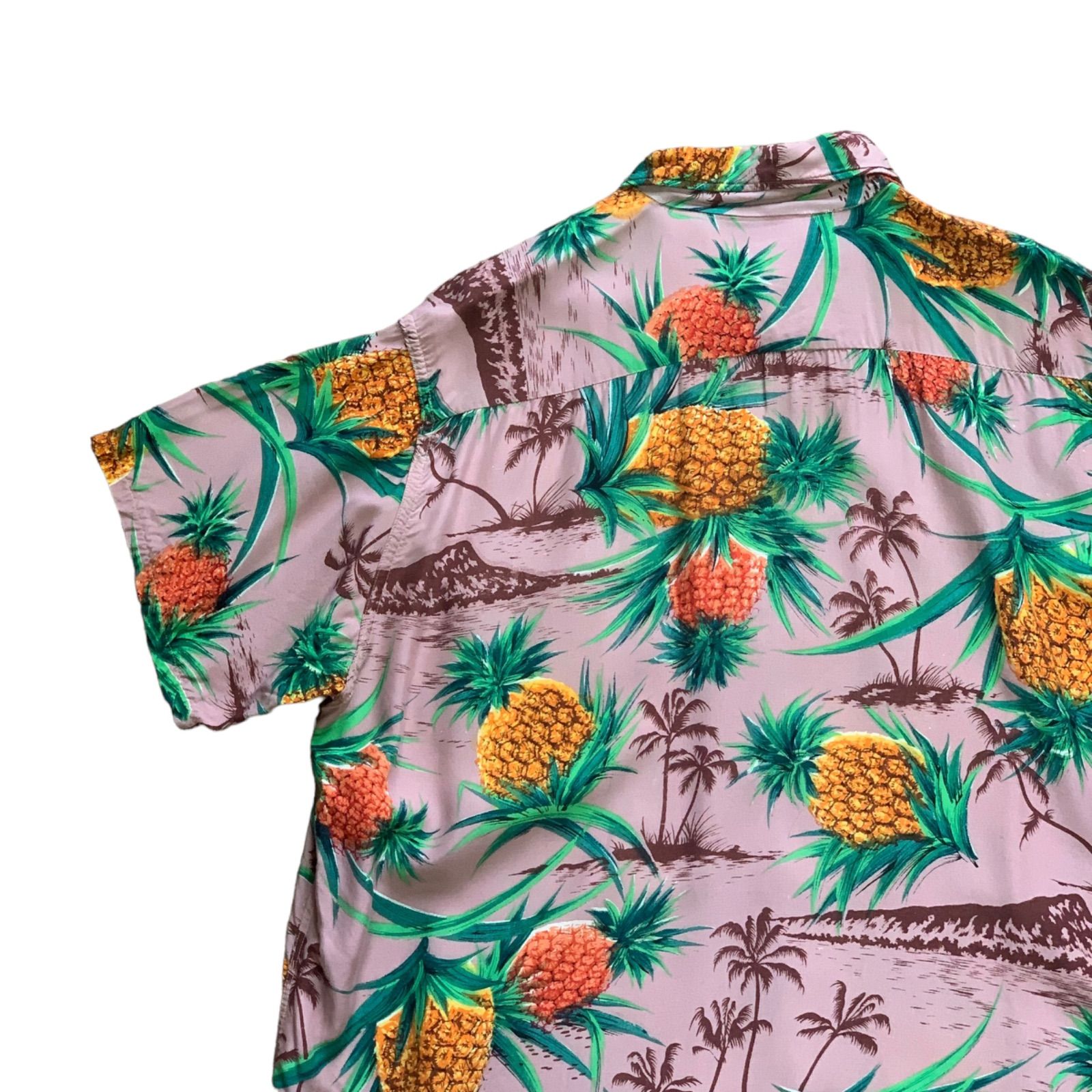 ヒューストン)HOUSTON アセテートツイルアロハシャツ「PINEAPPLE