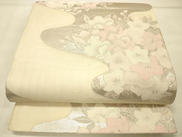 平和屋着物＊夏物　六通柄袋帯　草花文　金糸　正絹　逸品　DABD6665cm 平和屋着物＊夏物 六通柄袋帯 草花文 銀糸 正絹 逸品 DAAS2785cmの通販