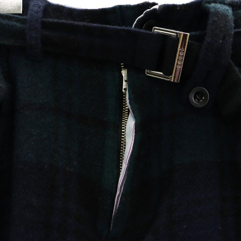 サカイ sacai 23AW チェック カーゴ パンツ ウール ジッパーフライ 