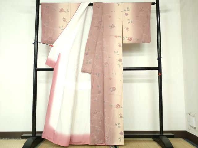 平和屋着物□上質な小紋 更紗花唐草文 暈し染め 正絹 逸品 DAAT7979ob  