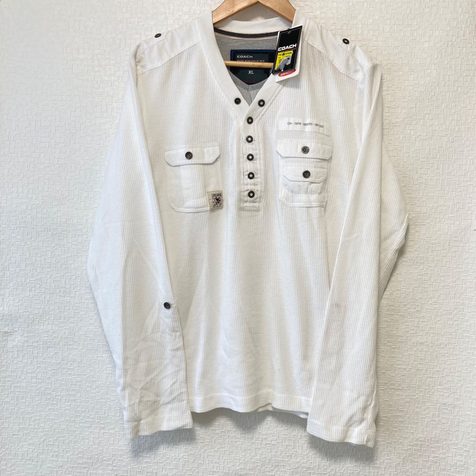 タグ付き新品 (^w^)b COACH コーチ ヘンリー ネック 長袖 Tシャツ