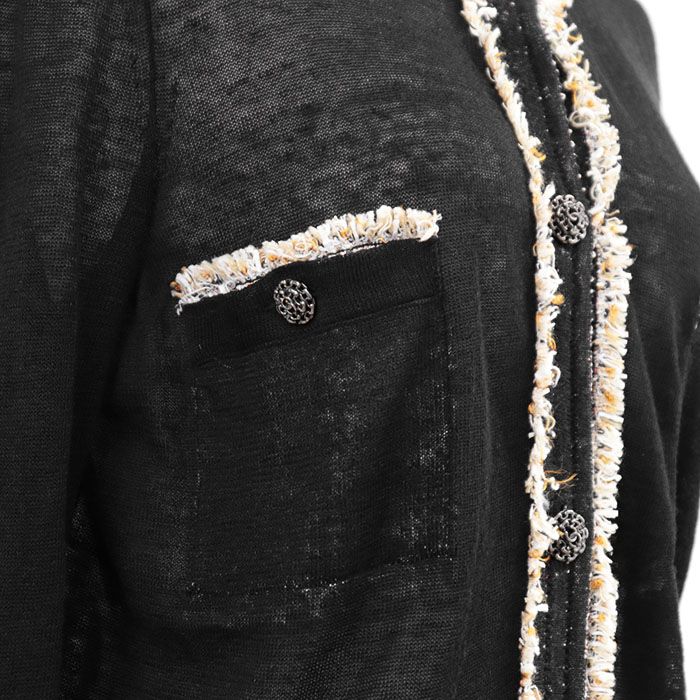 CHANEL シャネル ニットカーディガン P37863 COCOマークボタン リネン  