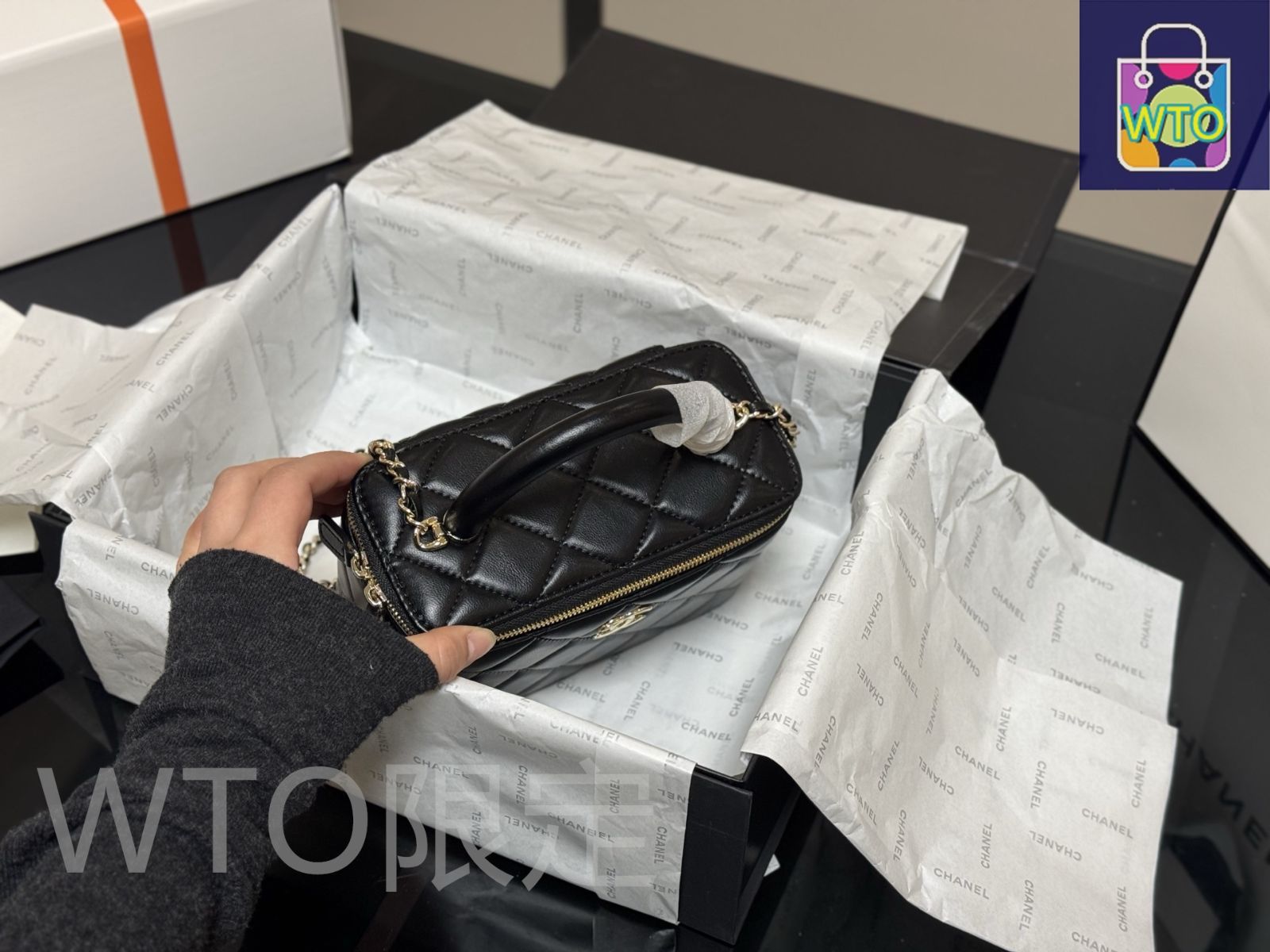 今日特価】Chanel ハンドル メイクボックス（17×11cm）-WTO輸入3