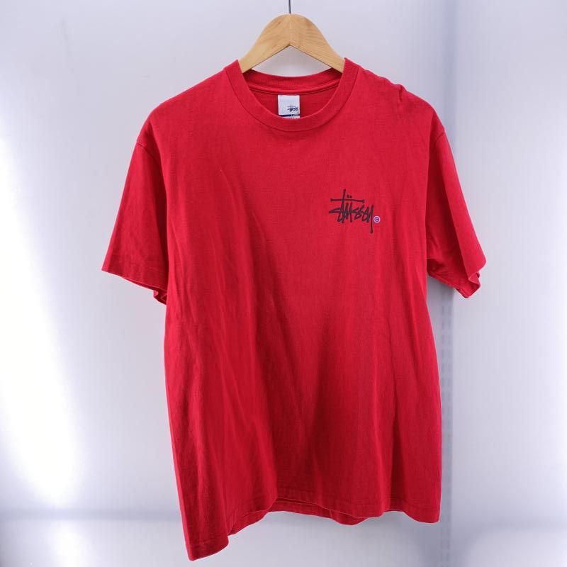 STUSSY 90～00s 銀タグ ストックロゴ Tシャツ レッド サイズL ステューシー 24