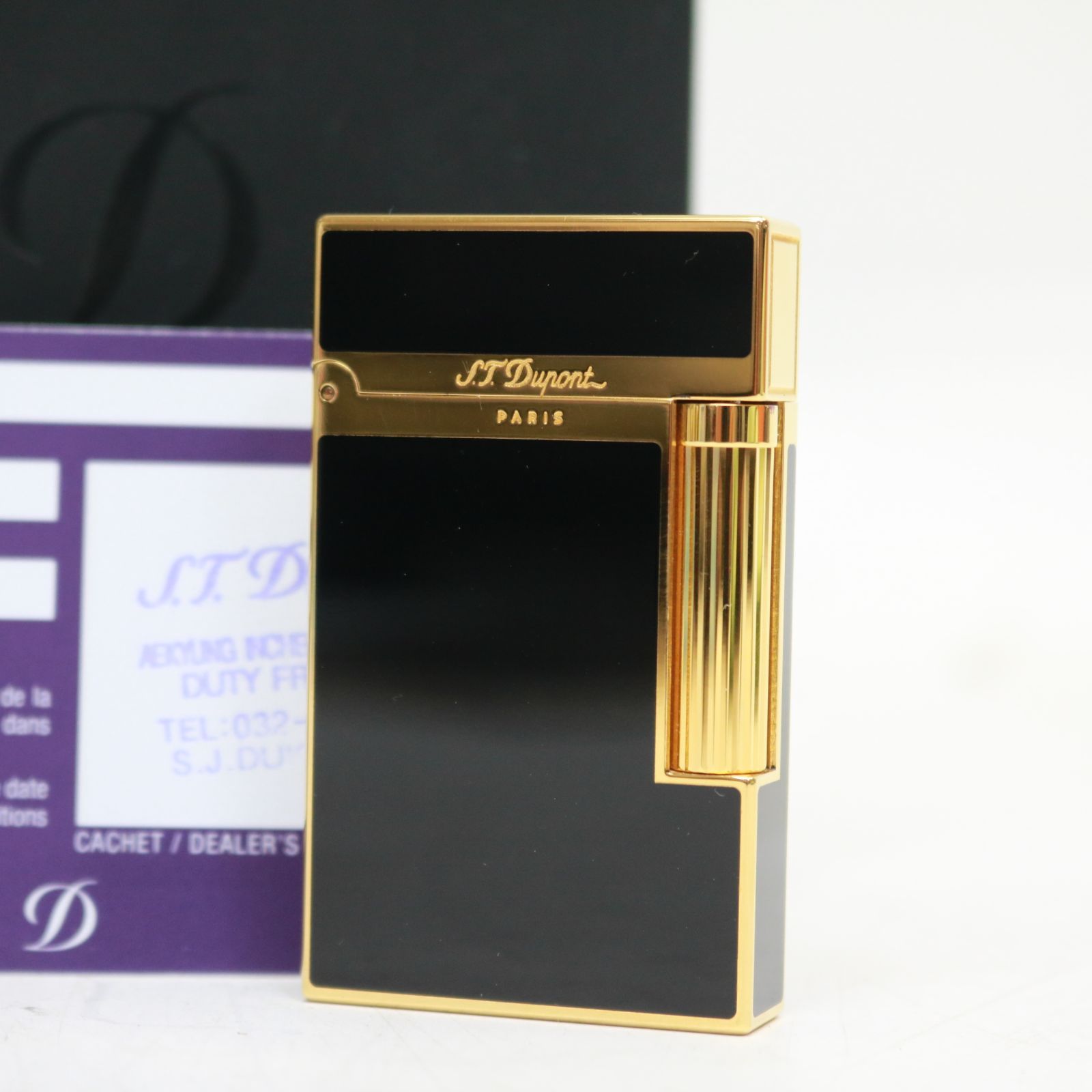 S.T.Dupont デュポン ライン2 ガスライター ブラック ゴールド