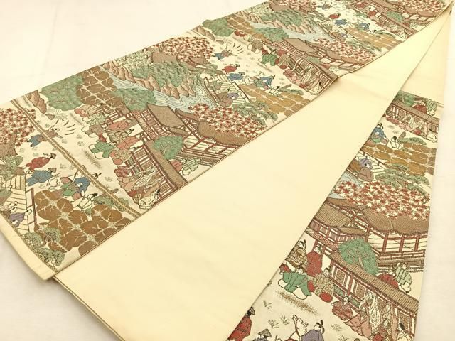 平和屋着物□六通柄 本袋帯 伊太利華文 金糸 正絹 逸品 BAAT6829hv 平和