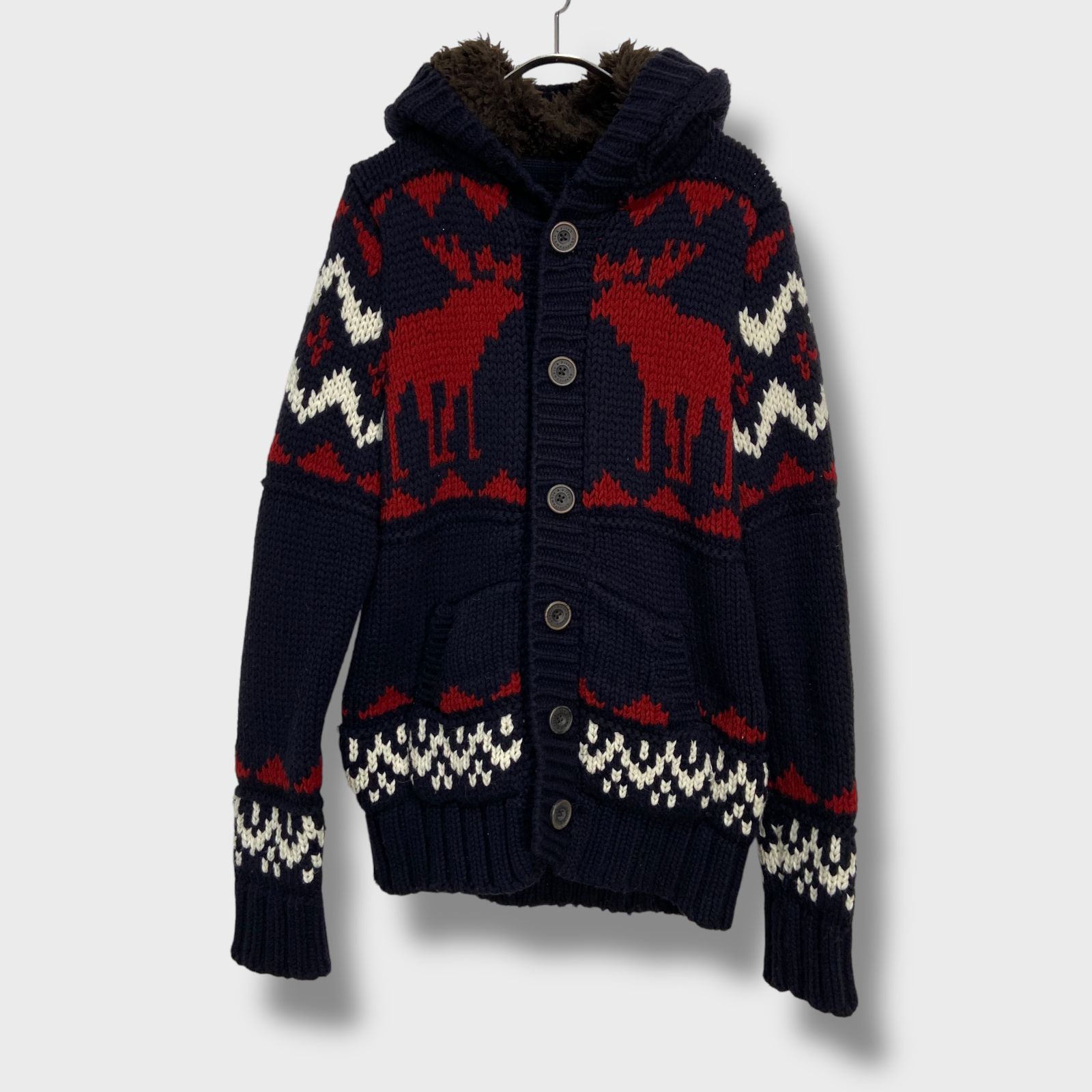 ☆Abercrombie＆Fitch☆アバクロ☆カウチンニットパーカー☆フードボア 