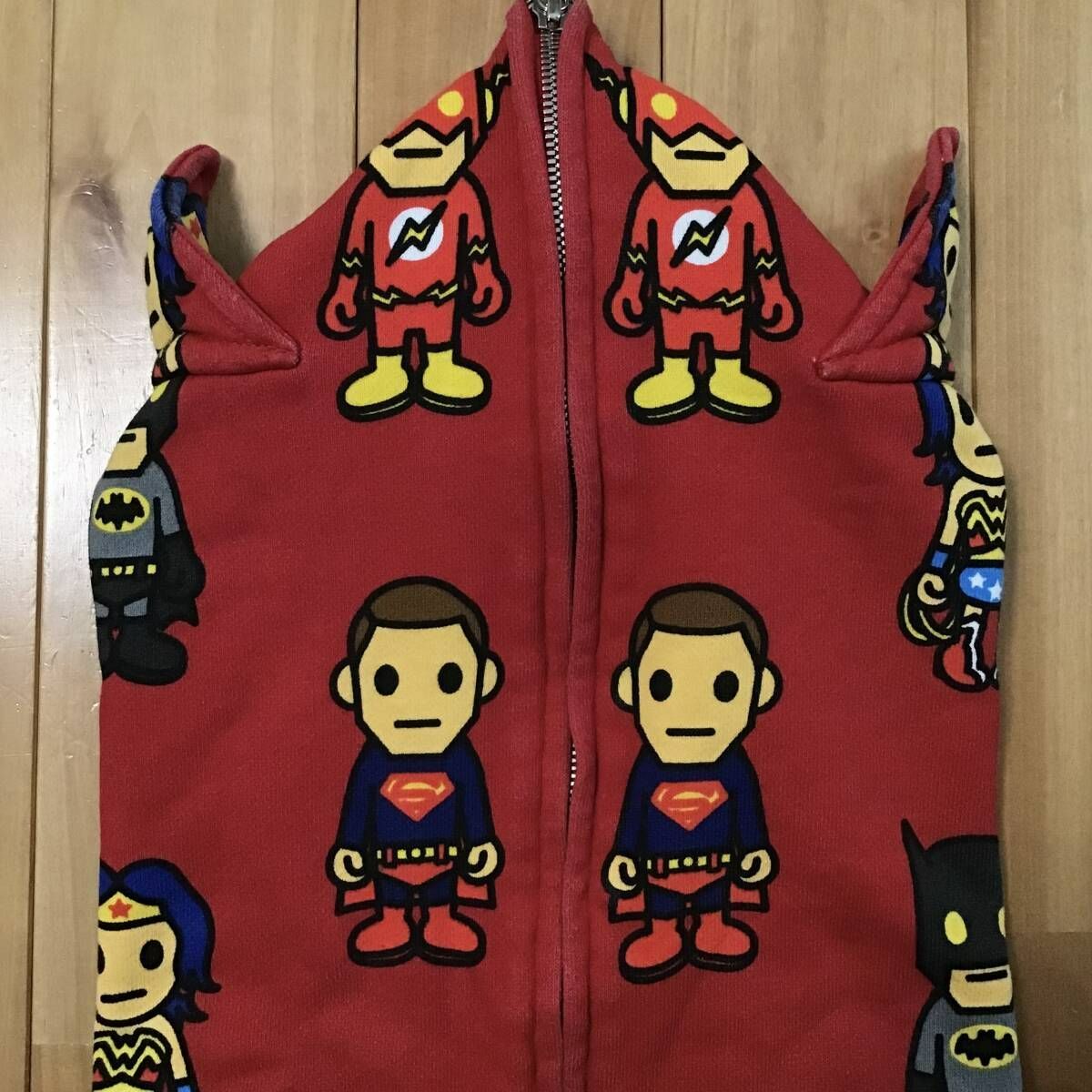 DC Comics × BAPE フルジップ パーカー Sサイズ Red a bathing ape 