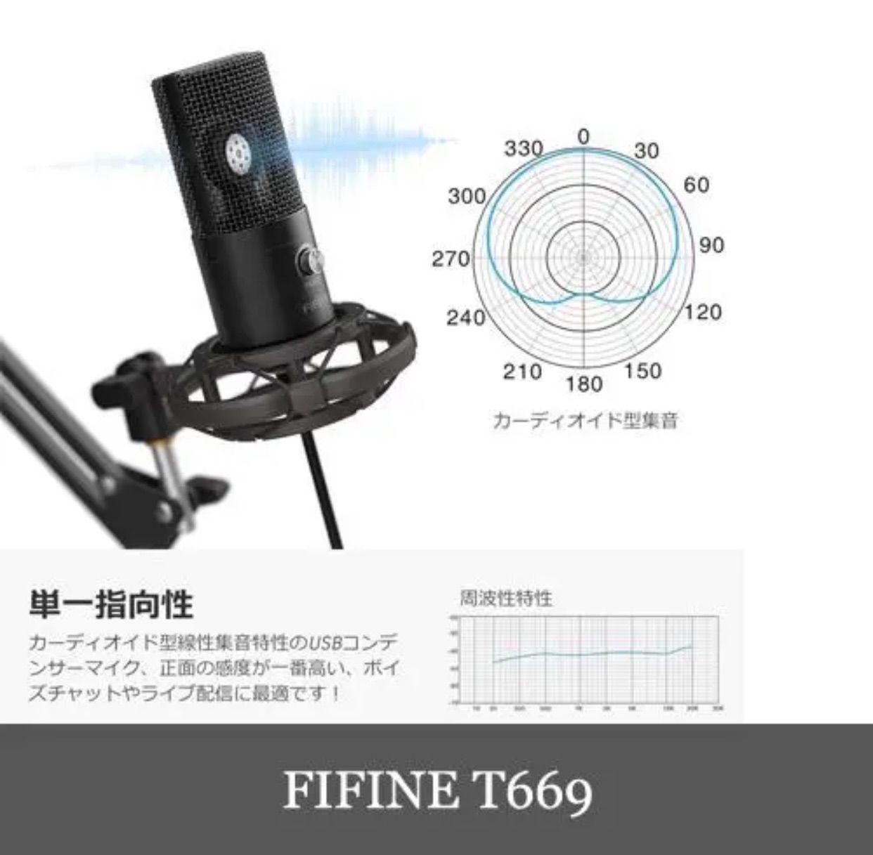 新品FIFINE T669 高音質 USBマイク コンデンサーマイク 日本語版