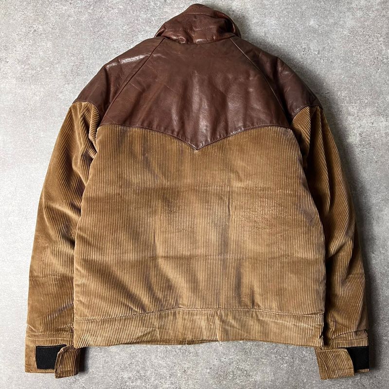 実寸XL 70s Powderhorn Corduroy Snap Down 70s Powderhorn Mountaineering 本革 レザー 切替 コーデュロイ グース