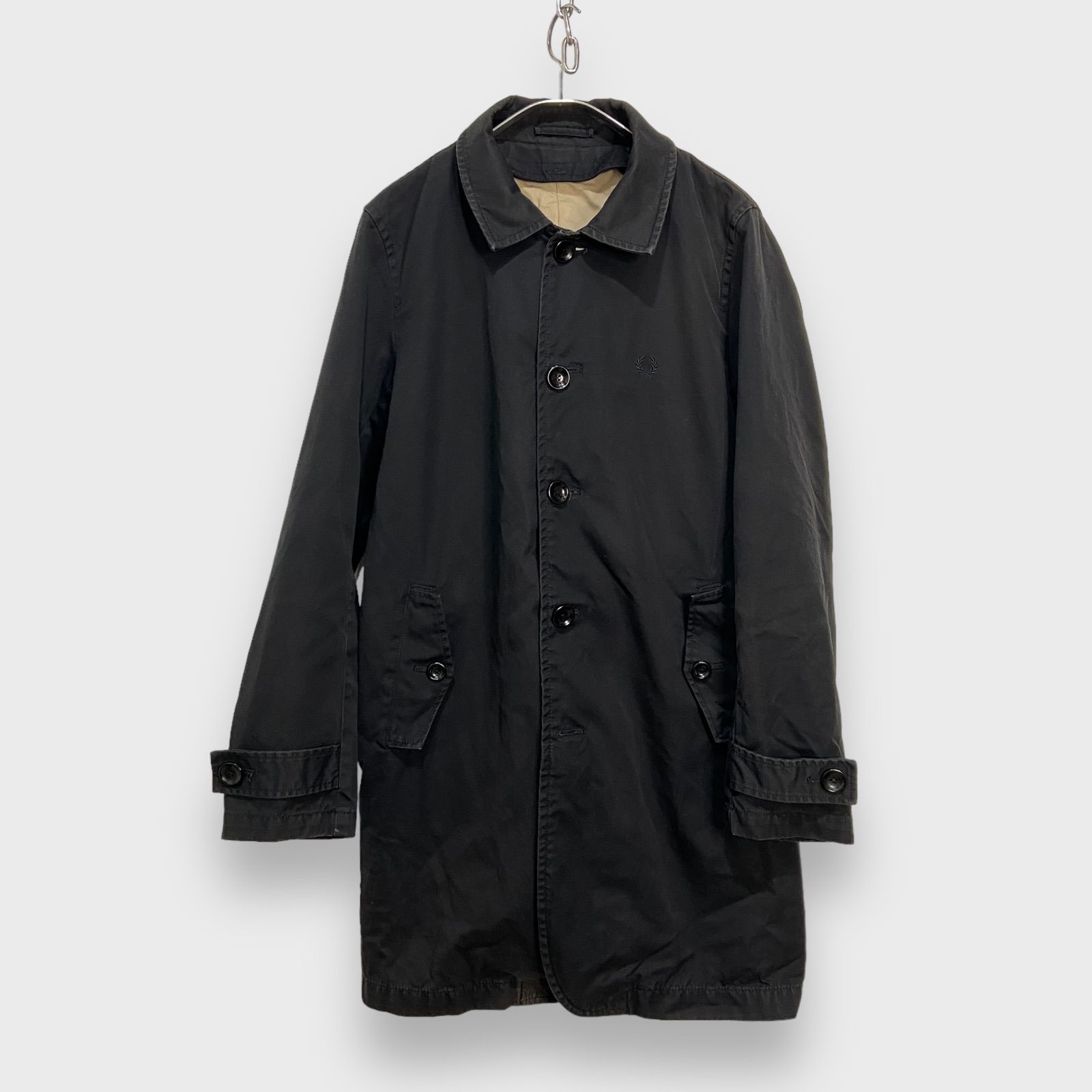 ☆FRED PERRY☆フレッドペリー☆ステンカラーコート☆ブラック☆M 
