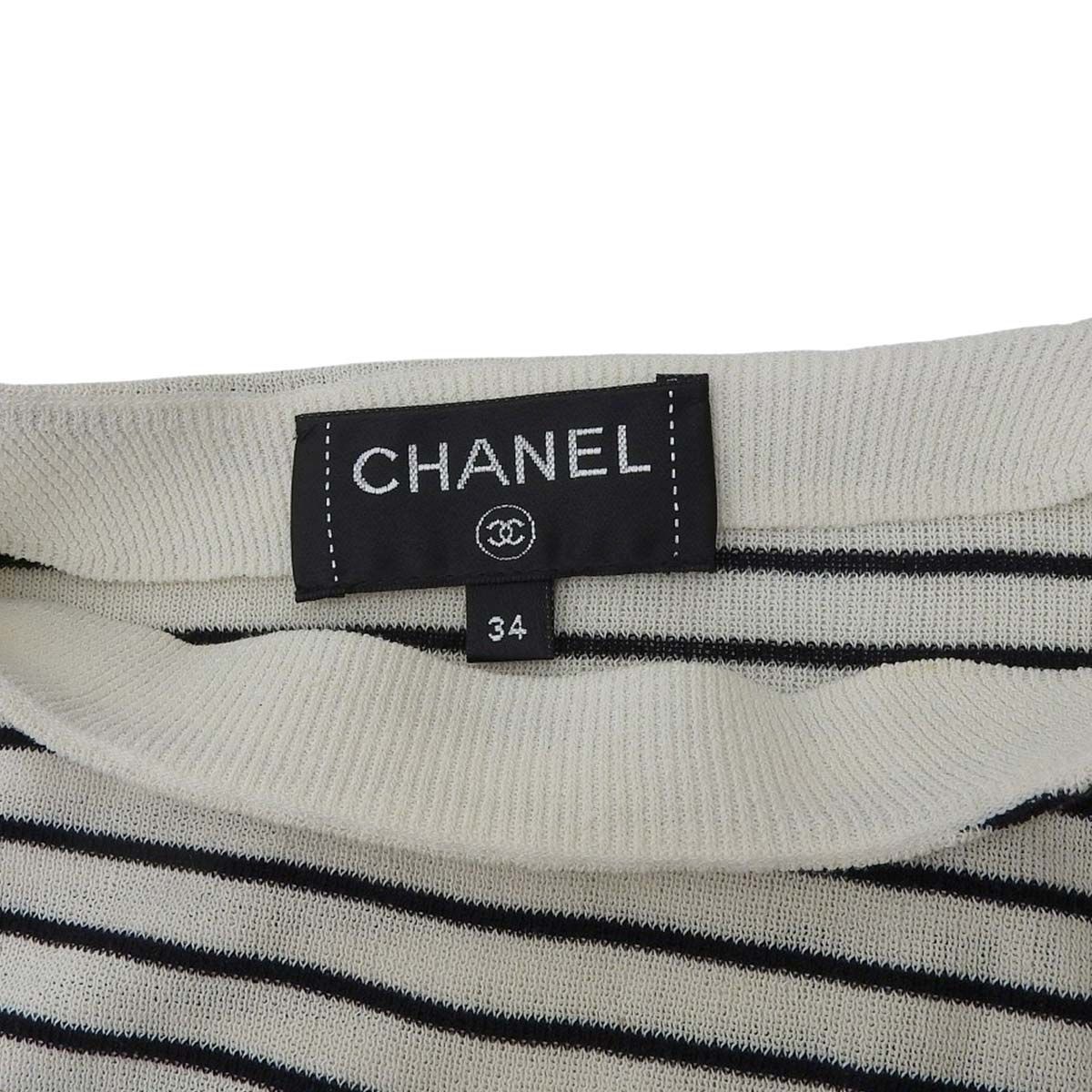 CHANEL シャネル ココマークロゴ ボーダー ウールニット ワンピース レディース P74153K10655 ブラック/ホワイト CHANEL シャネル ココマークロゴ ボーダー ウールニット