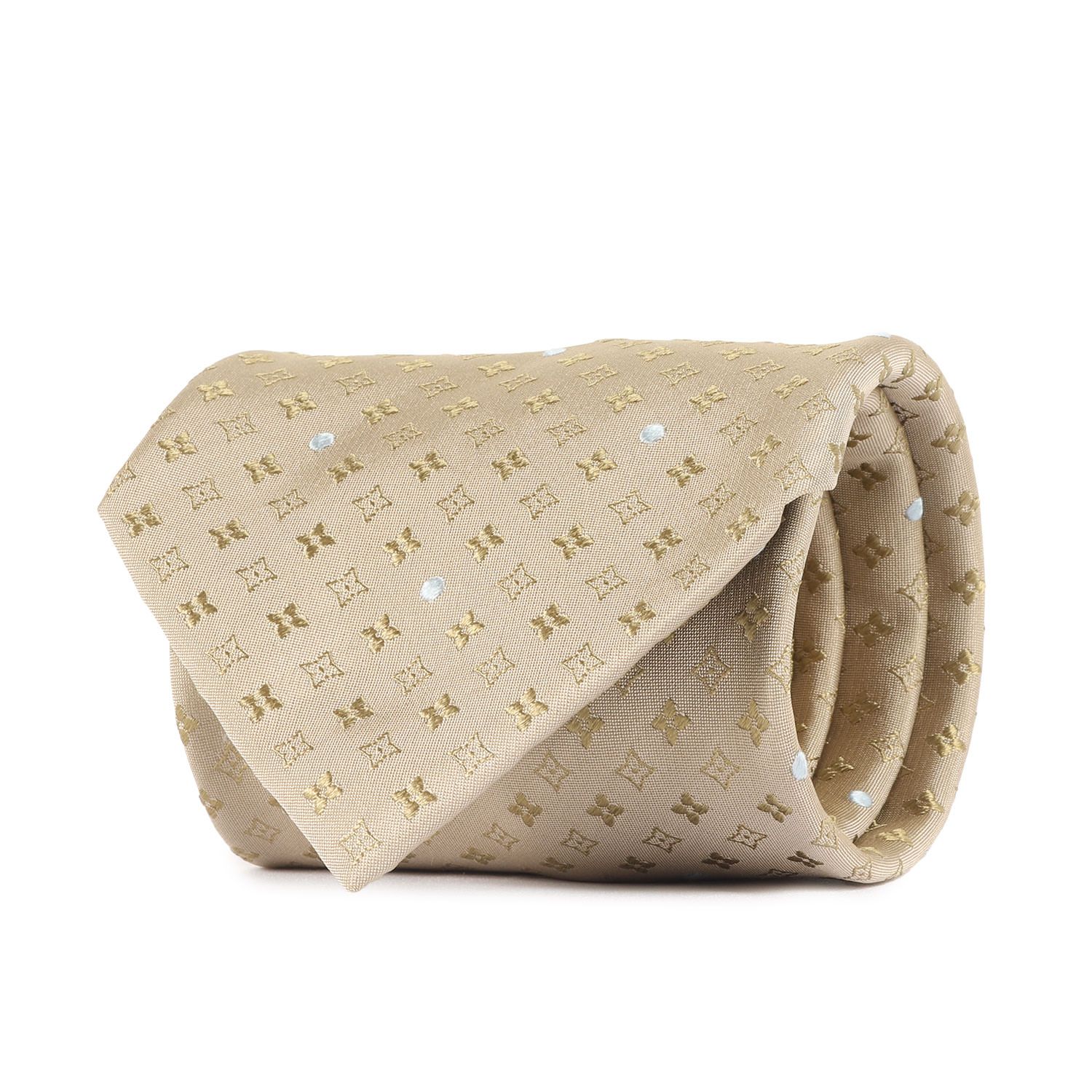 LOUIS VUITTON ルイヴィトン ネクタイ | ゴールドモノグラム シルク ネクタイ | ベージュ系 | イタリア製 |ブランド フォーマル ビジネス ファッション 小物 雑貨 メンズ