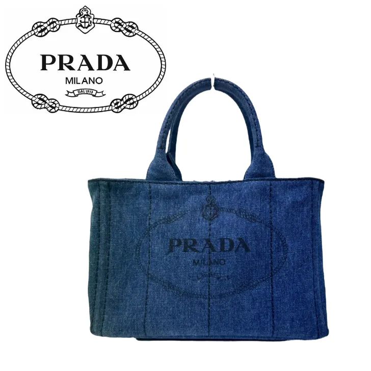 中古美品】PRADA プラダ カナパ デニム トートバッグ 1BG439 - メルカリ