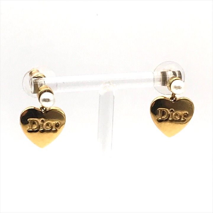 美品 Christian Dior ディオール ハート ロゴ パール スイング