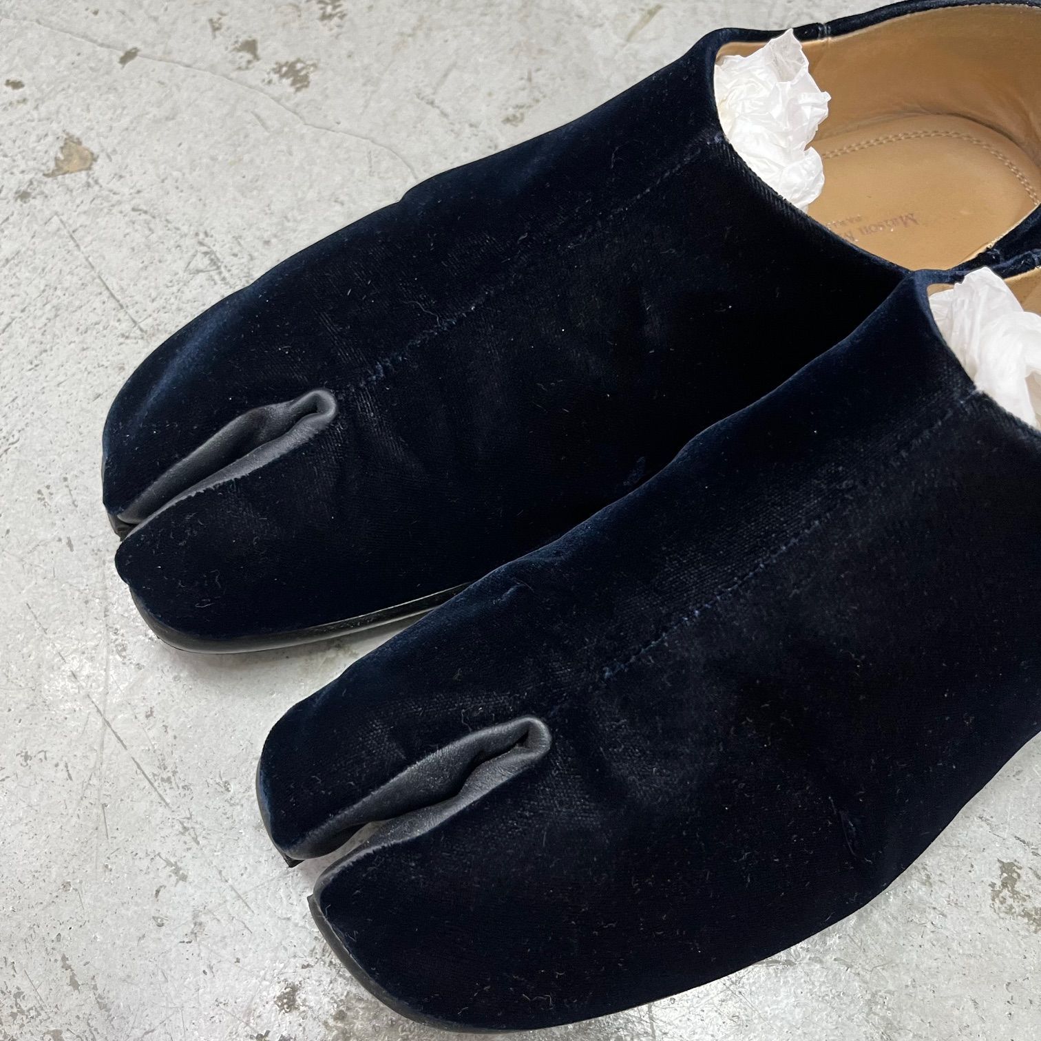Maison Margiela タビ ベルベッド フラットシューズ 40